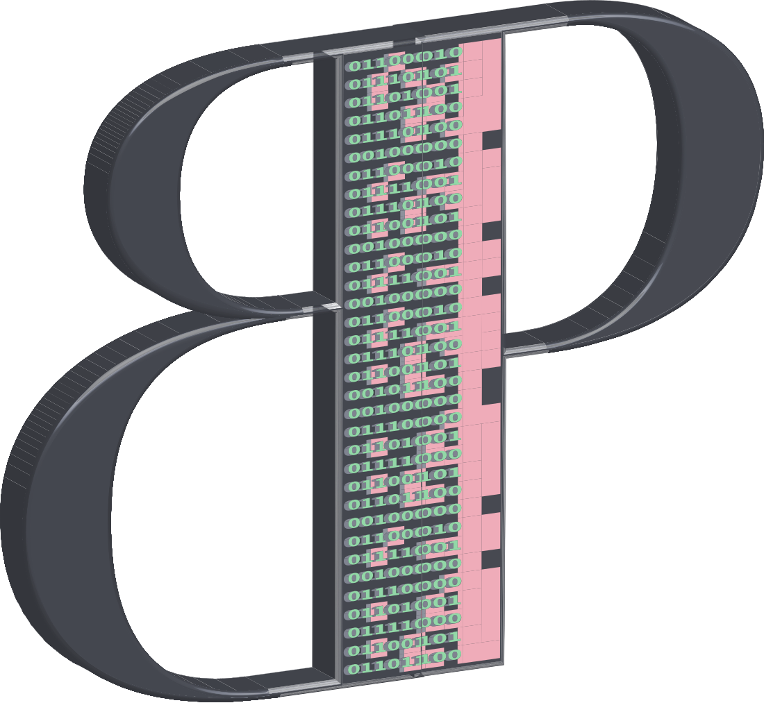 The Bytes & Pixels logo resolving from mint and pink pixels